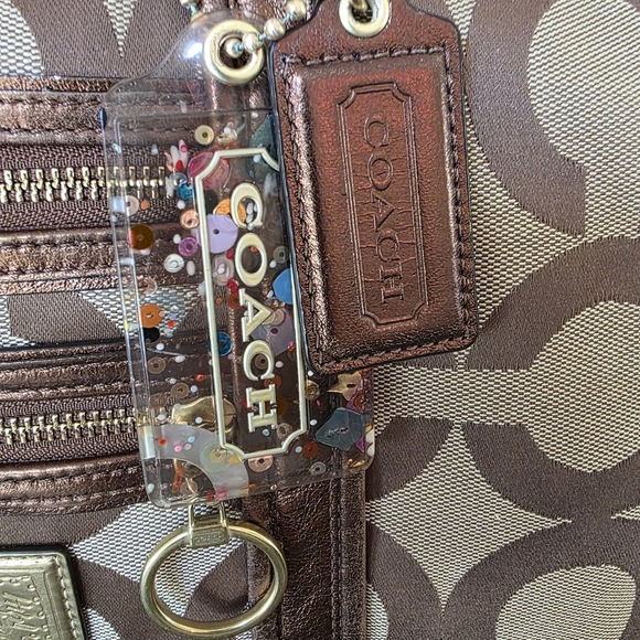 Coach Y2K Poppy Op Art Glam Tote In Metallic Bronze - Picture 2 of 16